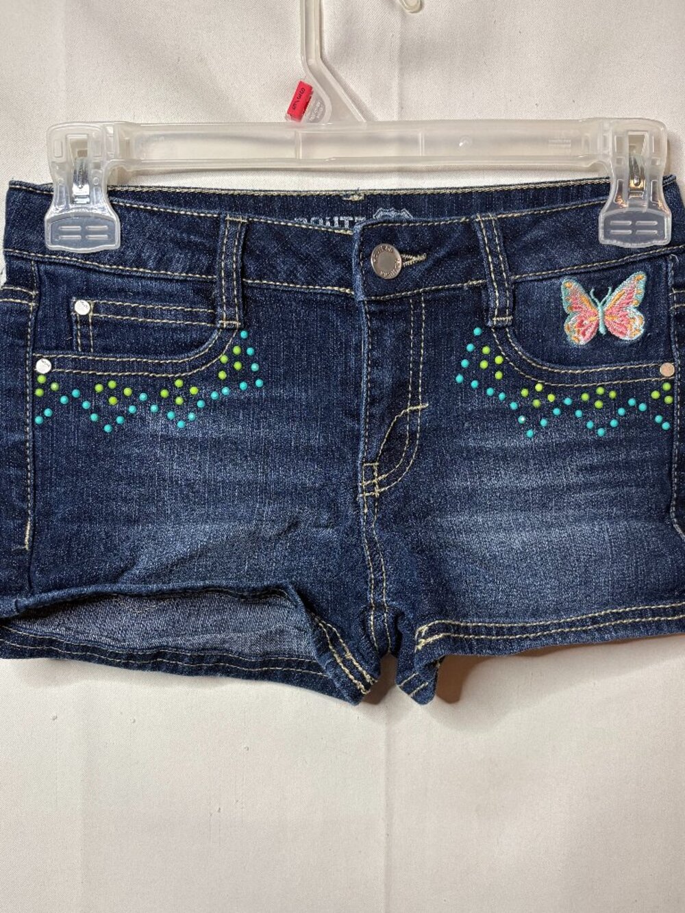 Girl's Route 66 Size 10 - Blue Denim Butterfly Shorts w/ Pockets
